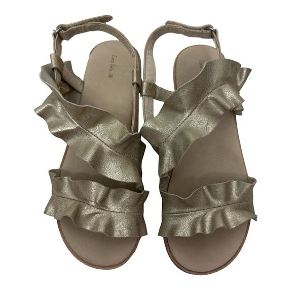 Zara Other - Zara Girls Gold Foil Ruffle Sandal size 36